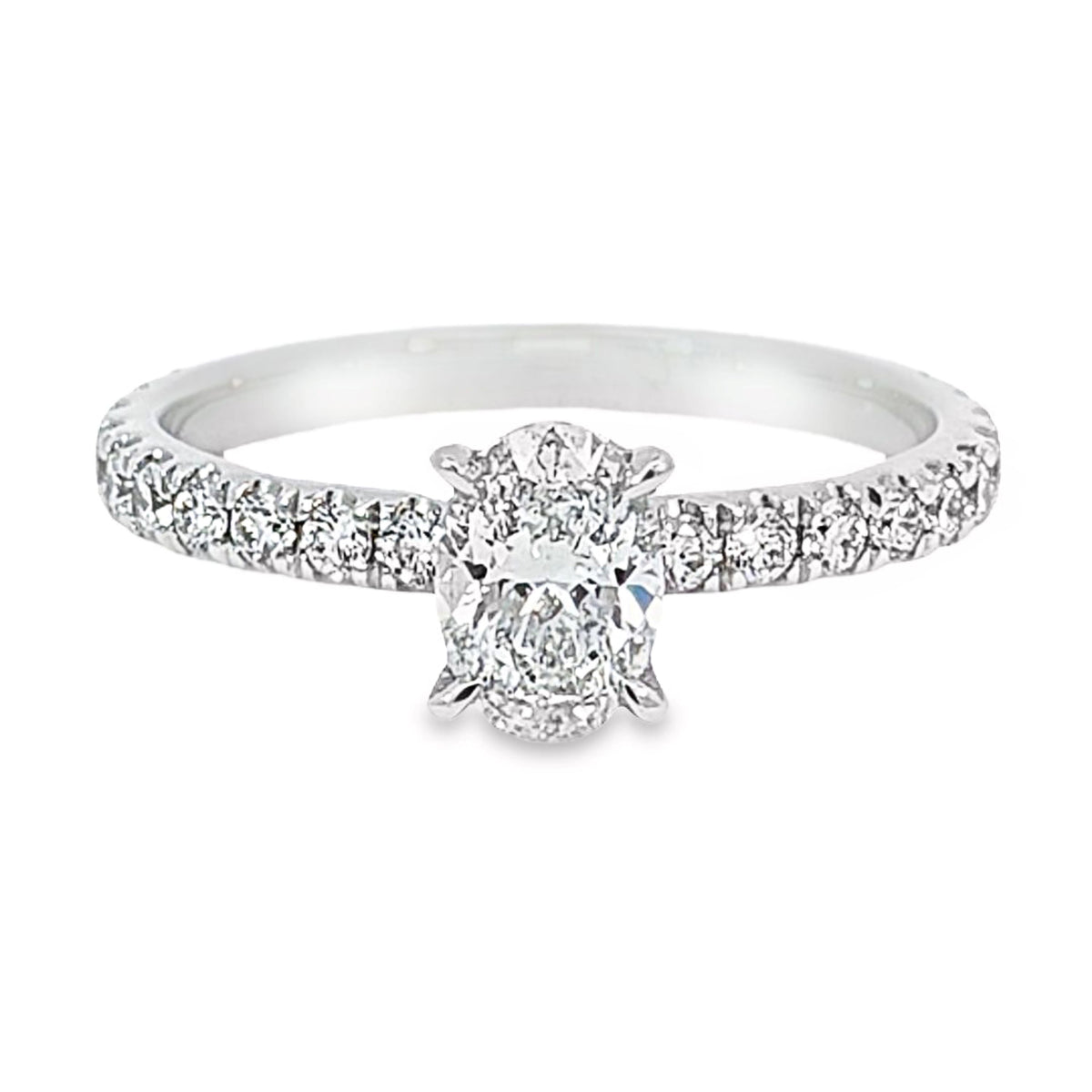 Evie 18ct White Gold Diamond Solitaire Ring with Diamond Set Band 0.70ct D/SI2