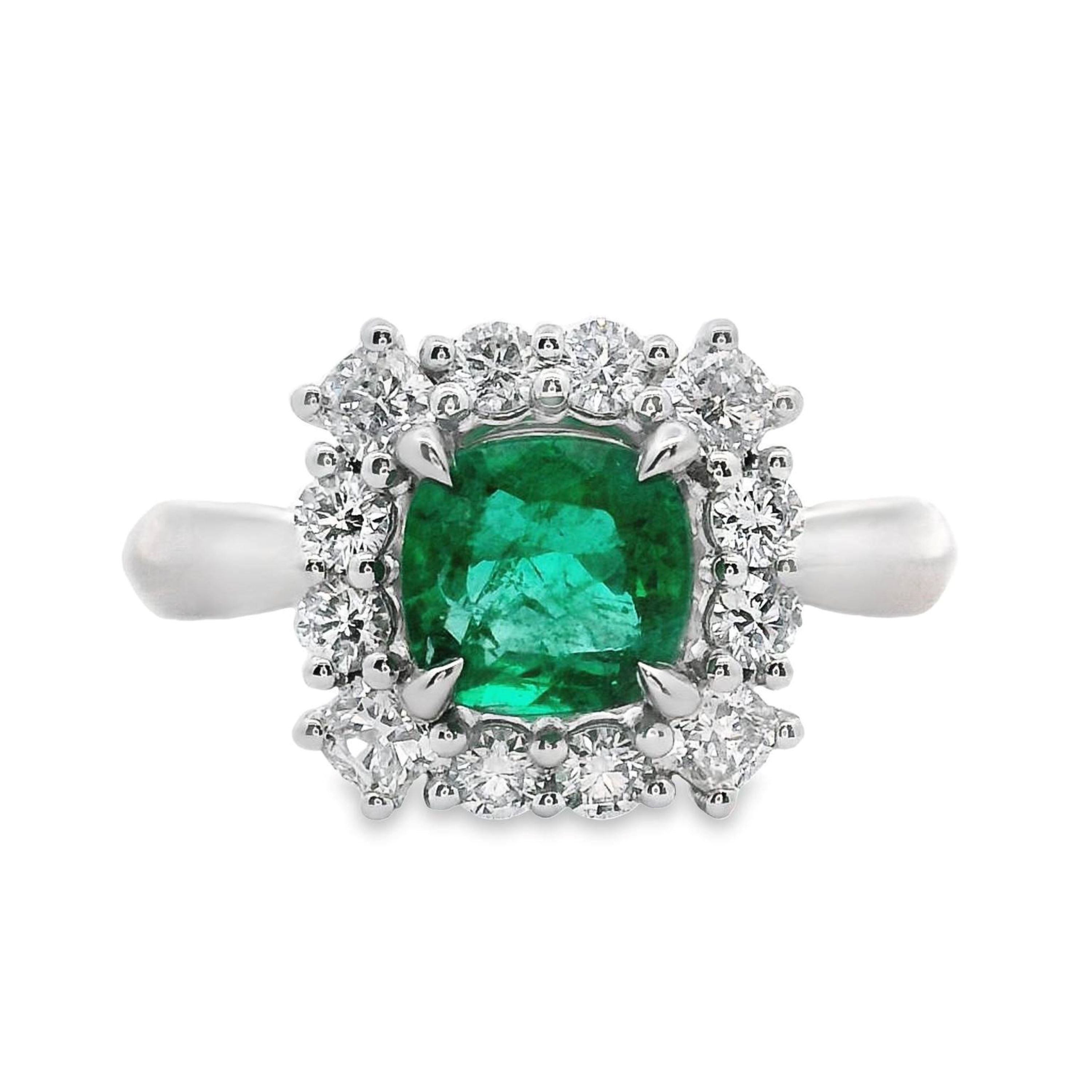 Green emerald sales ring with diamonds