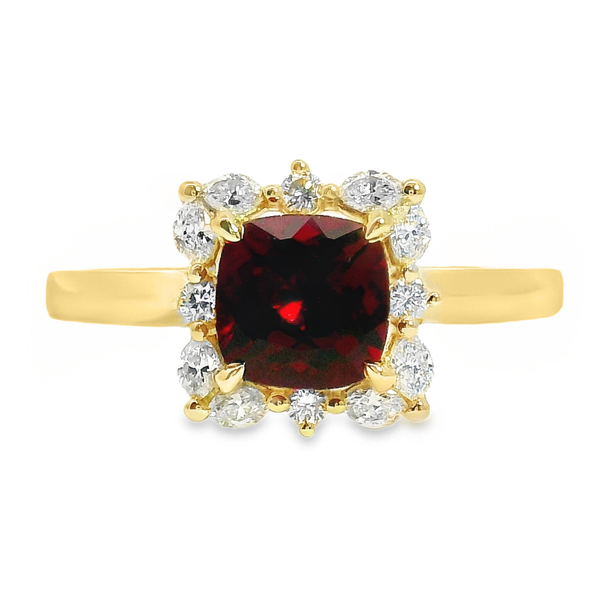9ct Yellow Gold Lab Grown Ruby And Diamond Marilyn Ring