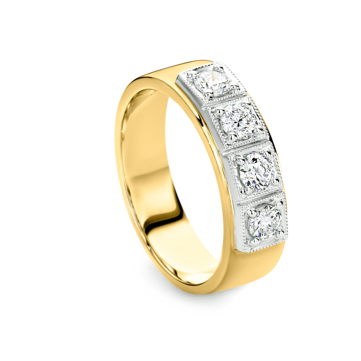 Square set Diamond Ring 0.60ct Yellow gold