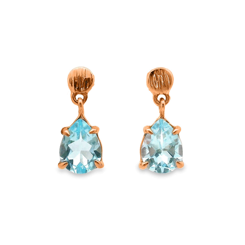 9ct Rose Gold Blue Topaz Stud Drop Earrings – Duffs Jewellers