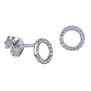 Sterling Silver Open Circle Studs With CZ