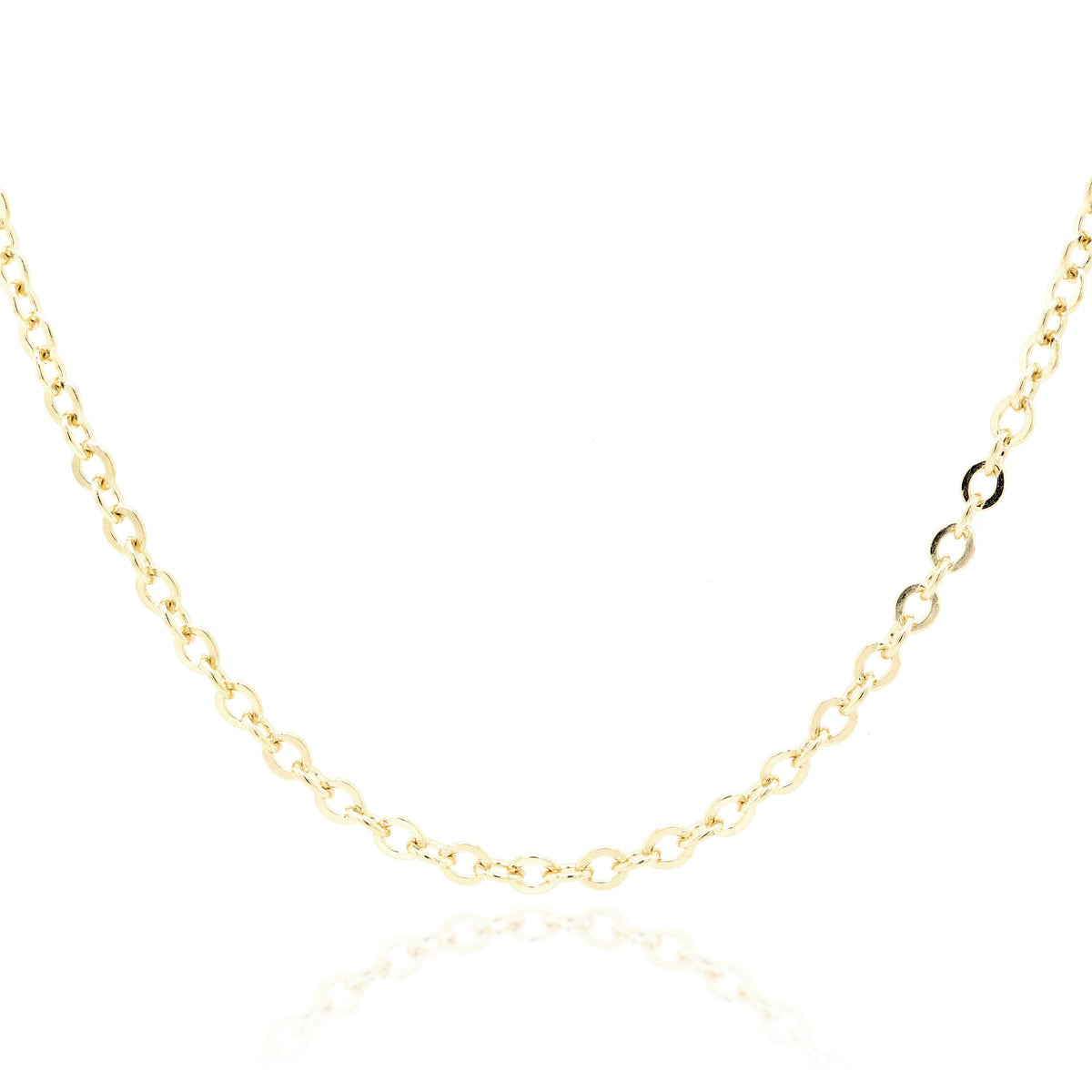 9ct Yellow Gold Hammered Cable Chain 1.5mm X 50cm