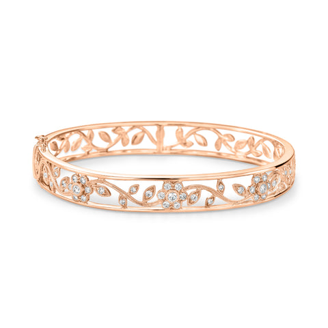 Rose gold diamond filigree bangle - Duffs Jewellers