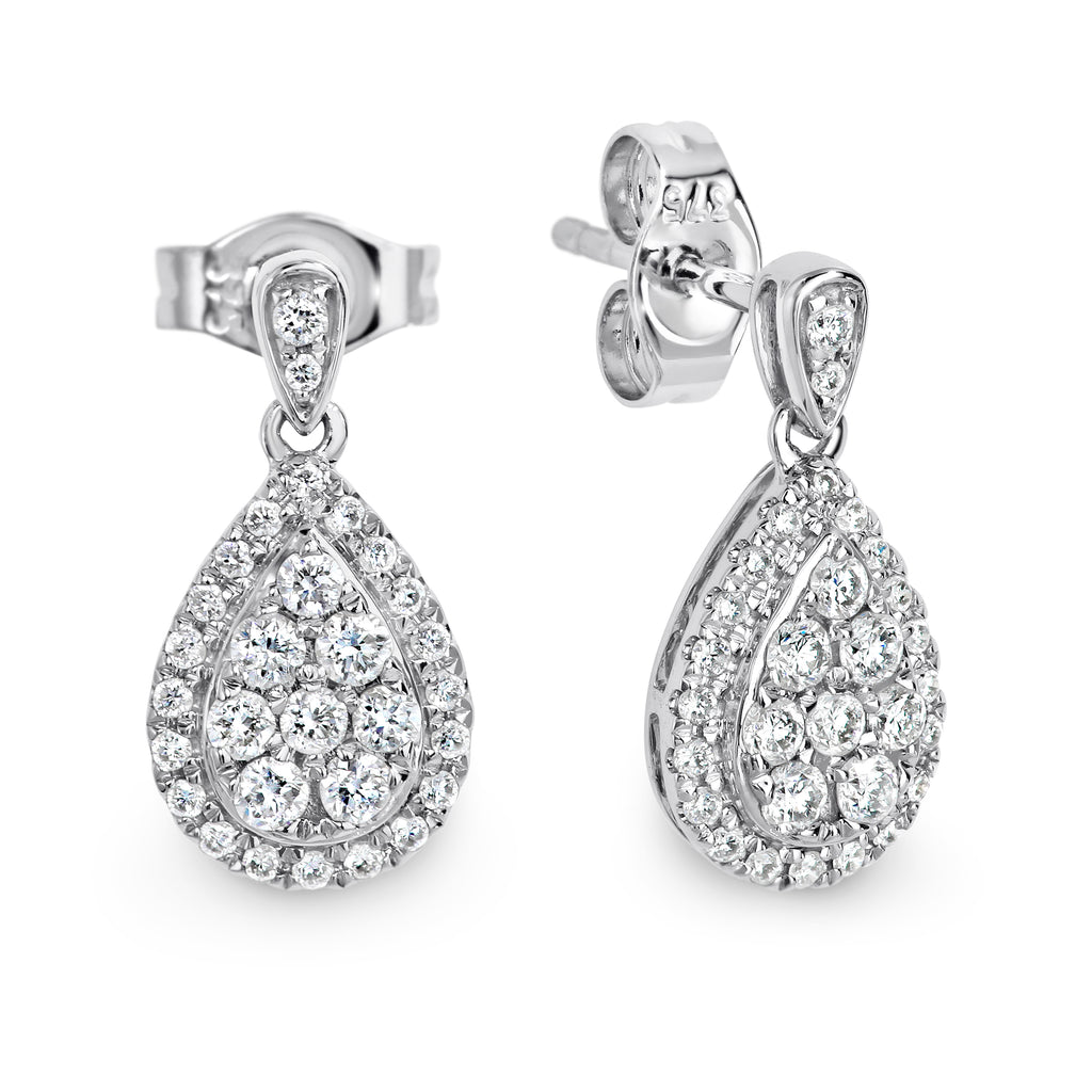 9ct White gold diamond drop earrings - Duffs Jewellers