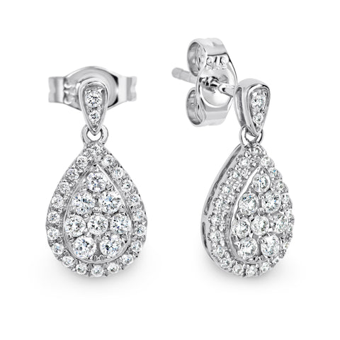 9ct White gold diamond drop earrings - Duffs Jewellers