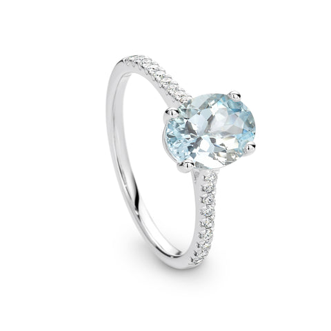 Oval Aquamarine and Diamond Ring - Duffs Jewellers