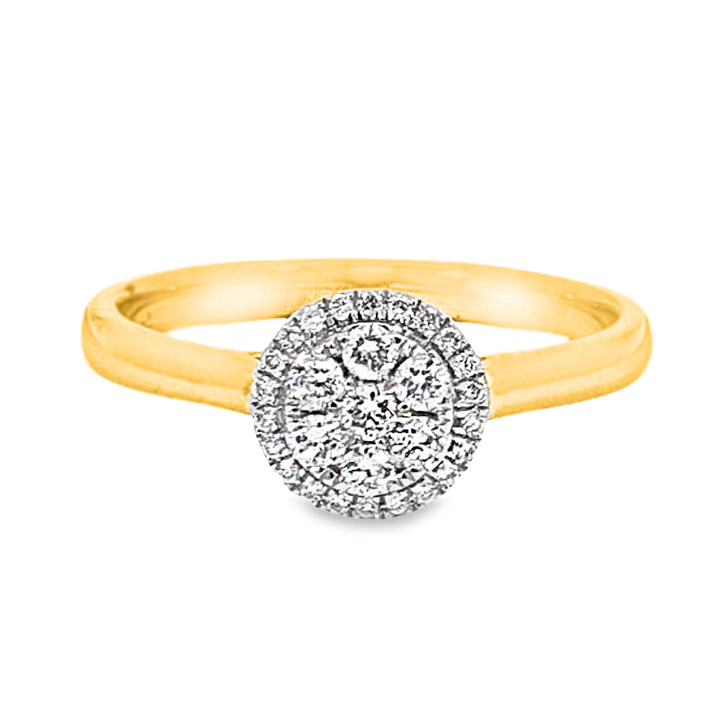 9ct Yellow Gold Diamond Round Cluster Ring TDW = 0.25ct