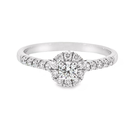 9ct WG Diamond (1 x RBC = 0.20ct & 20 x RBC = 0.32ct JK/P1) claw set halo ring