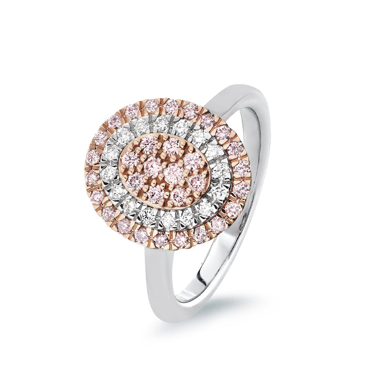 18ct White and Rose Gold Blush Pink Cluster Style Ring