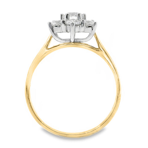 Renai 18ct Yellow Gold Natural Diamond Star Cluster Ring TDW 1.00ct