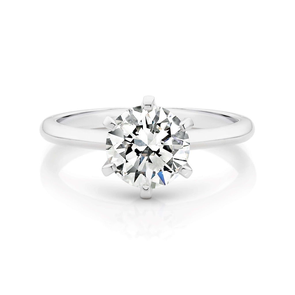 Laura 18ct White Gold Round Brilliant Cut Diamond Solitaire Ring 2.10ct E SI2