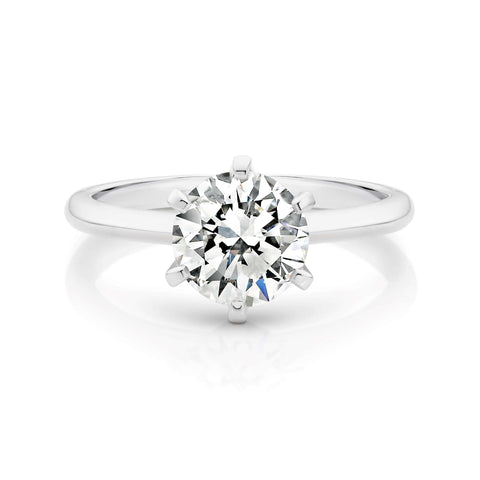Laura 18ct White Gold Round Brilliant Cut Diamond Solitaire Ring 2.10ct E SI2