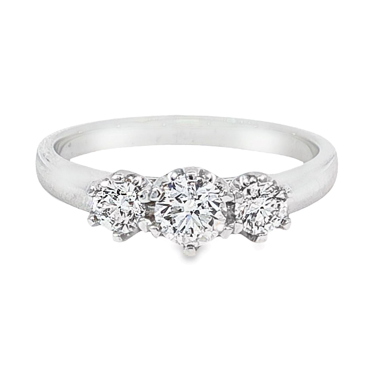 18ct White Gold Trilogy Ring TDW = 0.80ct