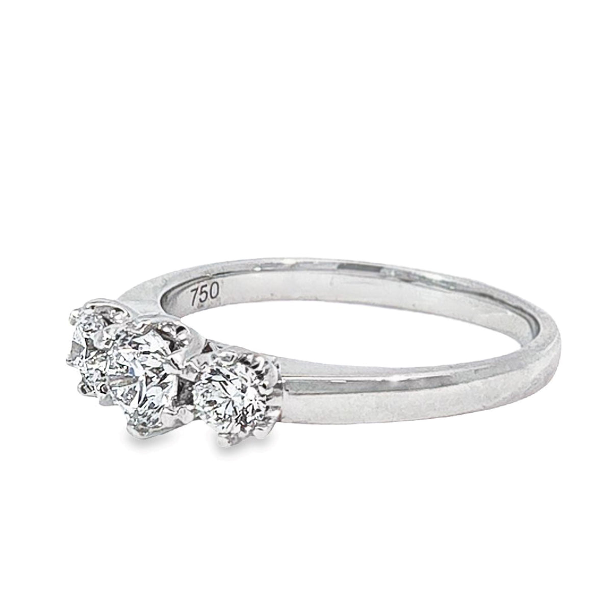 18ct White Gold Trilogy Ring TDW = 0.80ct