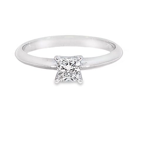18ct White Gold 0.50ct Princess Cut Solitaire Diamond Ring