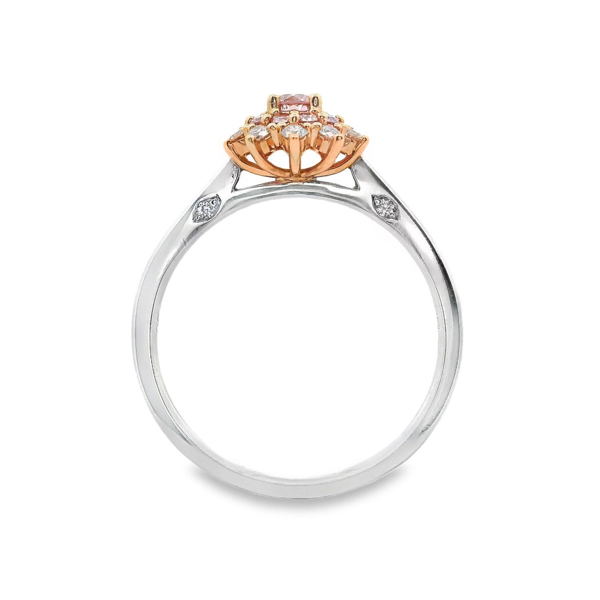 Bespoke 18ct White And Rose Gold Pink Diamond Ring