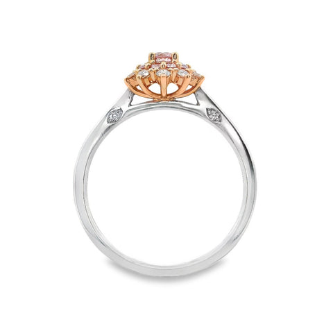 Bespoke 18ct White And Rose Gold Pink Diamond Ring