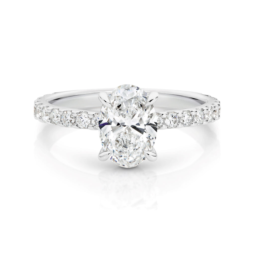 Evie 18ct White Gold Lab GrownDiamond Solitaire Ring with Diamond Set Band 1.02ct D/VS2