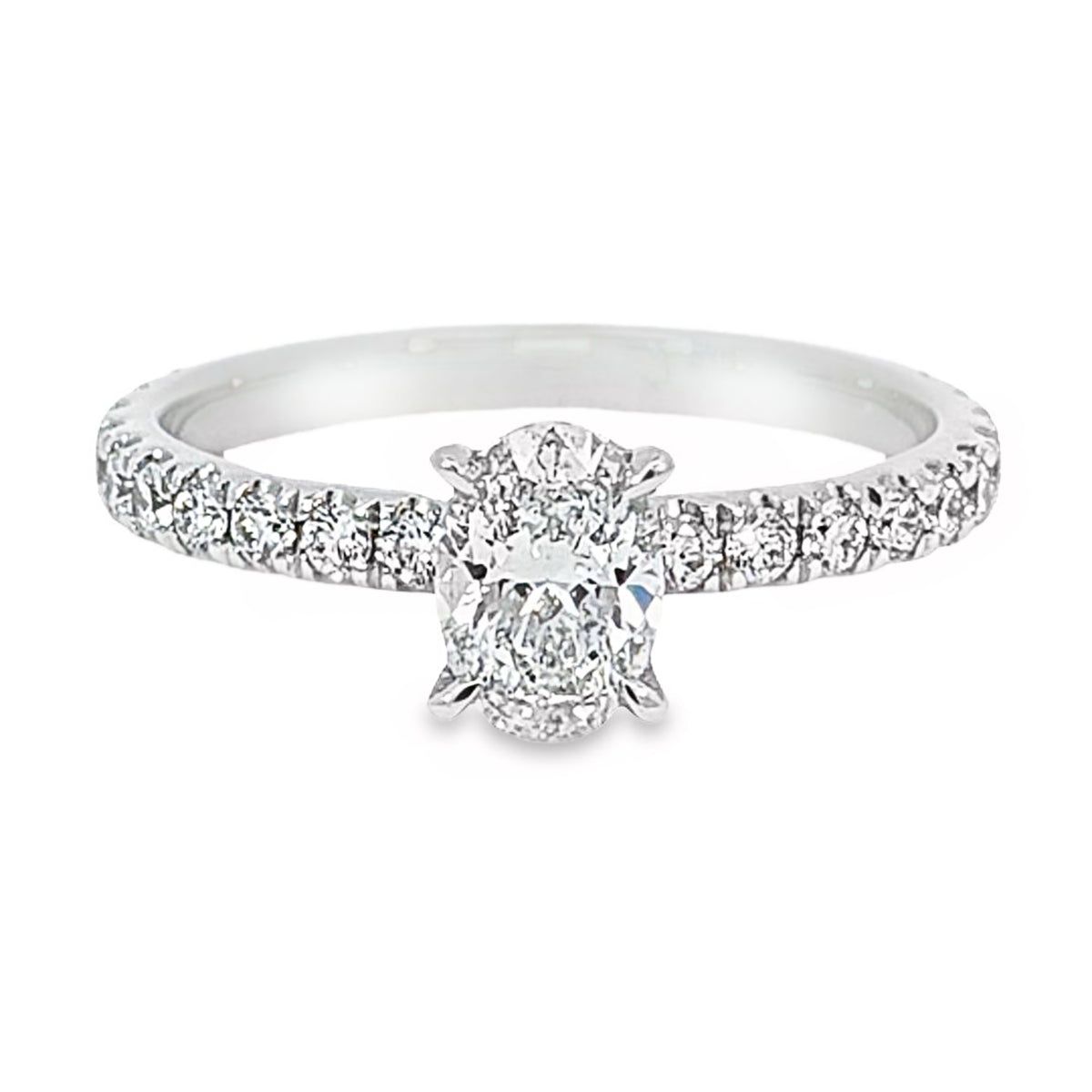 Evie 18ct White Gold Diamond Solitaire Ring with Diamond Set Band 0.71ct D/SI2