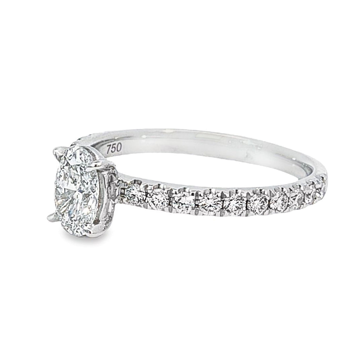 Evie 18ct White Gold Diamond Solitaire Ring with Diamond Set Band 0.71ct D/SI2