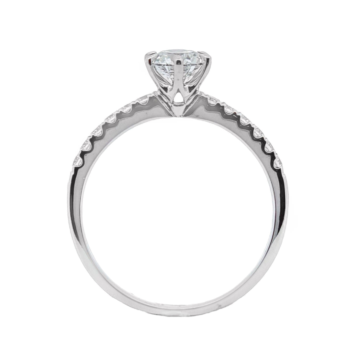 18ct White Gold 0.70ct Round Brilliant Cut Solitaire Ring With Diamond Set Band