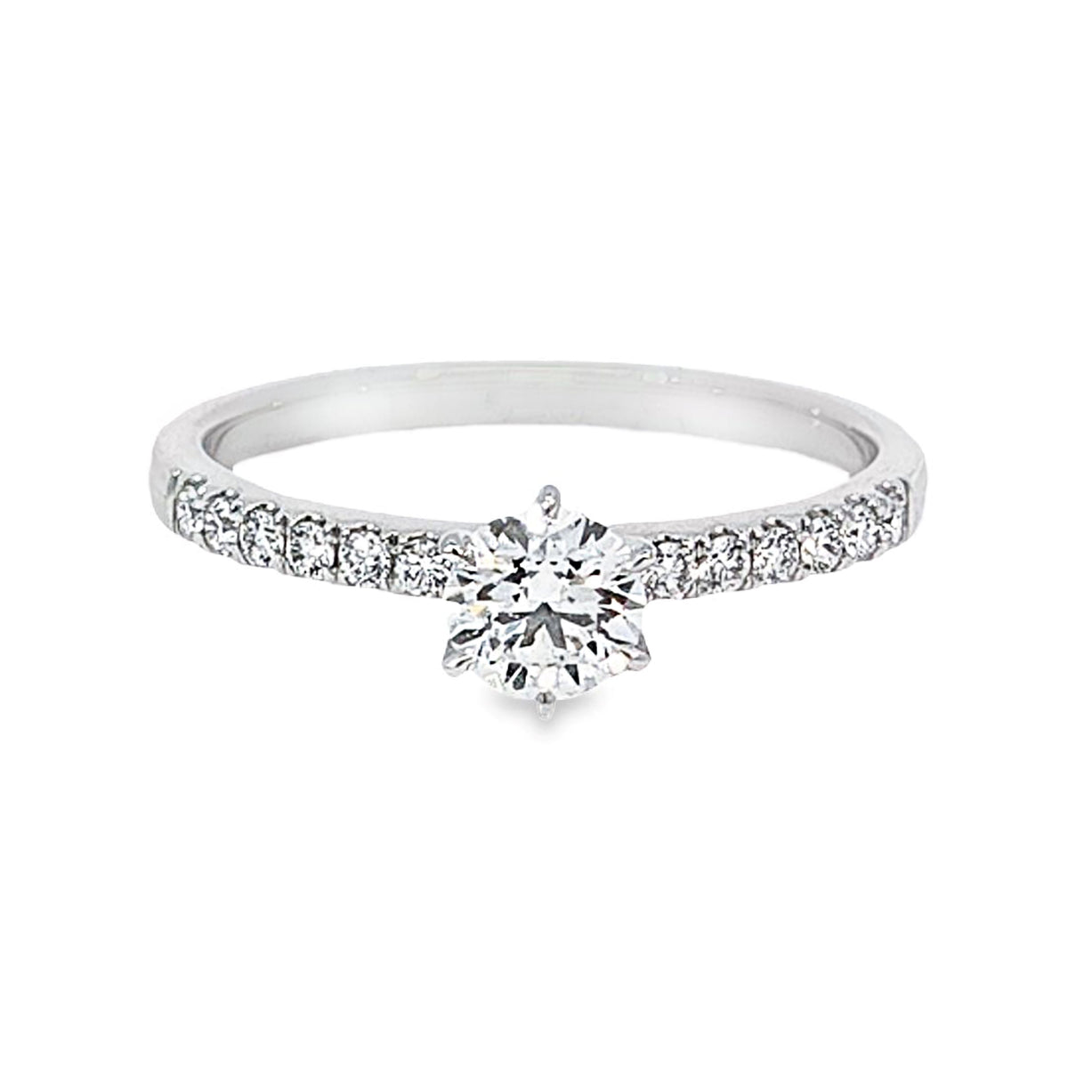 18ct White Gold 0.50ct Round Brilliant Cut Solitaire Ring With Shoulder Diamonds