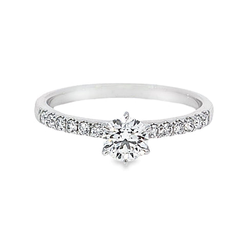 18ct White Gold 0.50ct Round Brilliant Cut Solitaire Ring With Shoulder Diamonds