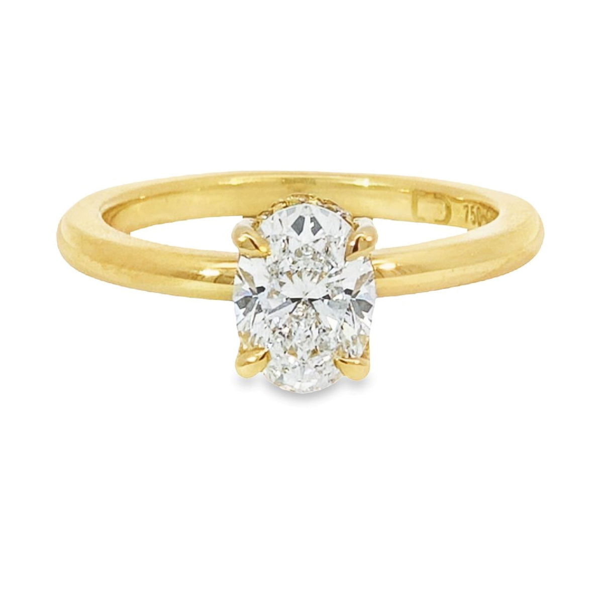 18ct Yellow Gold Bespoke Natural 1.35ct Oval Diamond Solitaire Ring