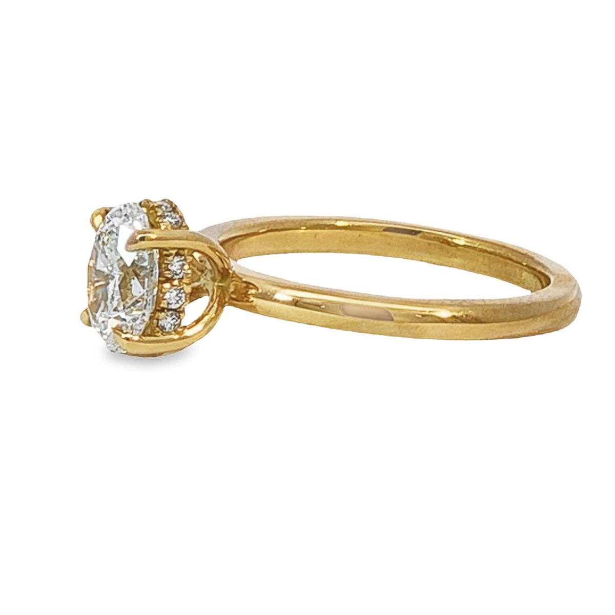 18ct Yellow Gold Bespoke Natural 1.35ct Oval Diamond Solitaire Ring