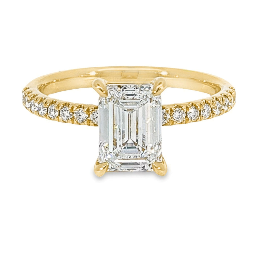 18ct Yellow Gold Lab Grown 2.02ct Emerald Cut Diamond Ring