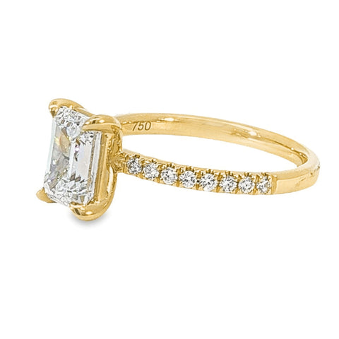 18ct Yellow Gold Lab Grown 2.02ct Emerald Cut Diamond Ring