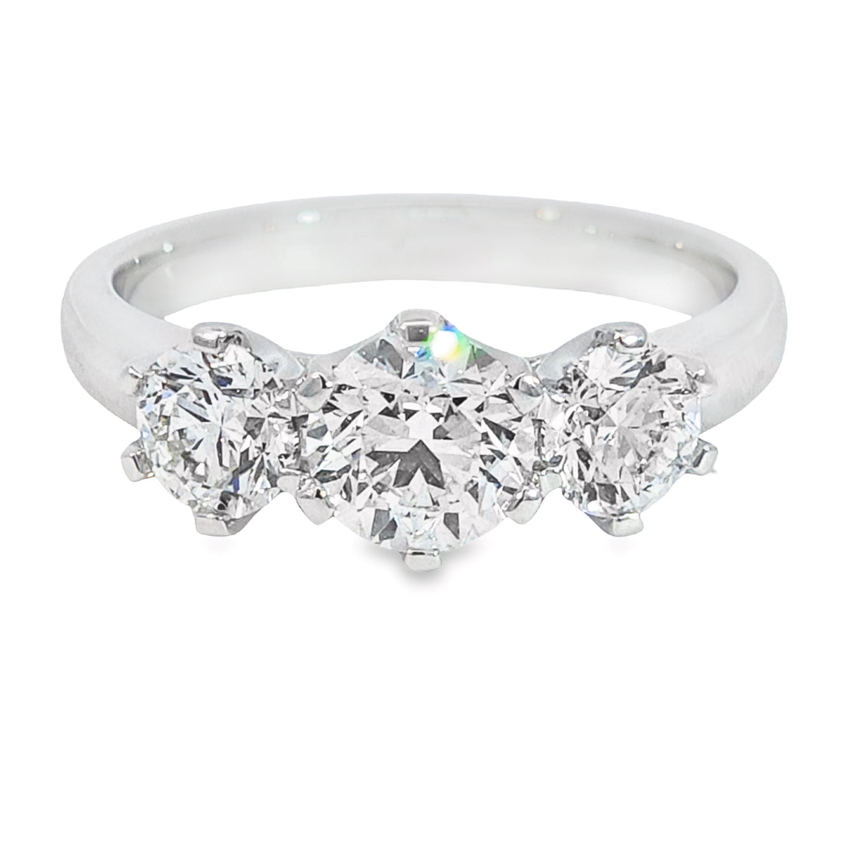 18ct White Gold Natural Diamond Trilogy Ring 2.01ct TDW