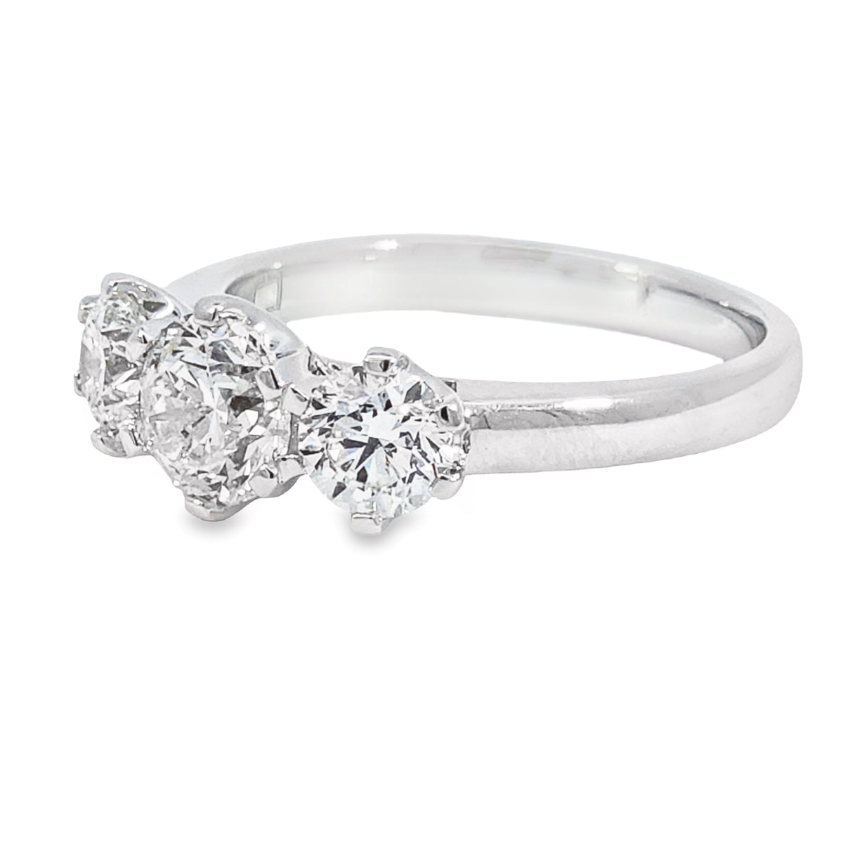 18ct White Gold Natural Diamond Trilogy Ring 2.01ct TDW
