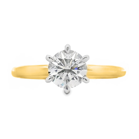 18ct Yellow And White Gold Natural Diamond Solitaire Ring
