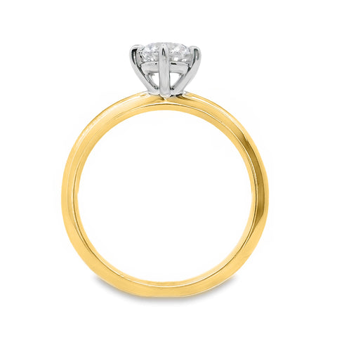 18ct Yellow And White Gold Natural Diamond Solitaire Ring
