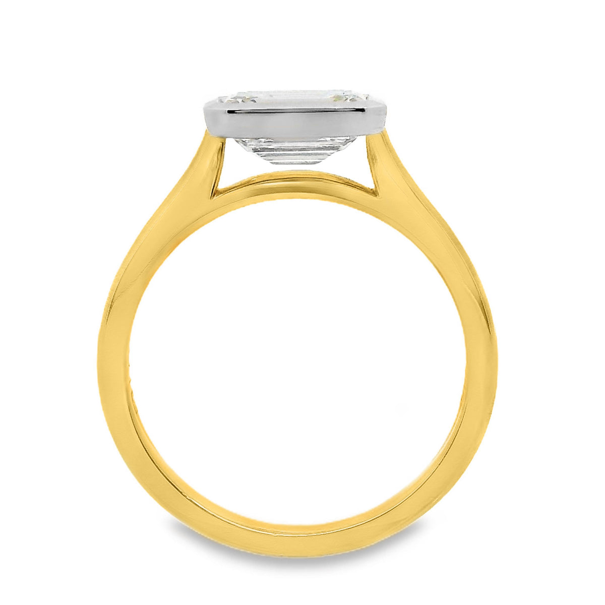 Mara 18ct Yellow And White Gold Emerald Cut Bezel Set Ring