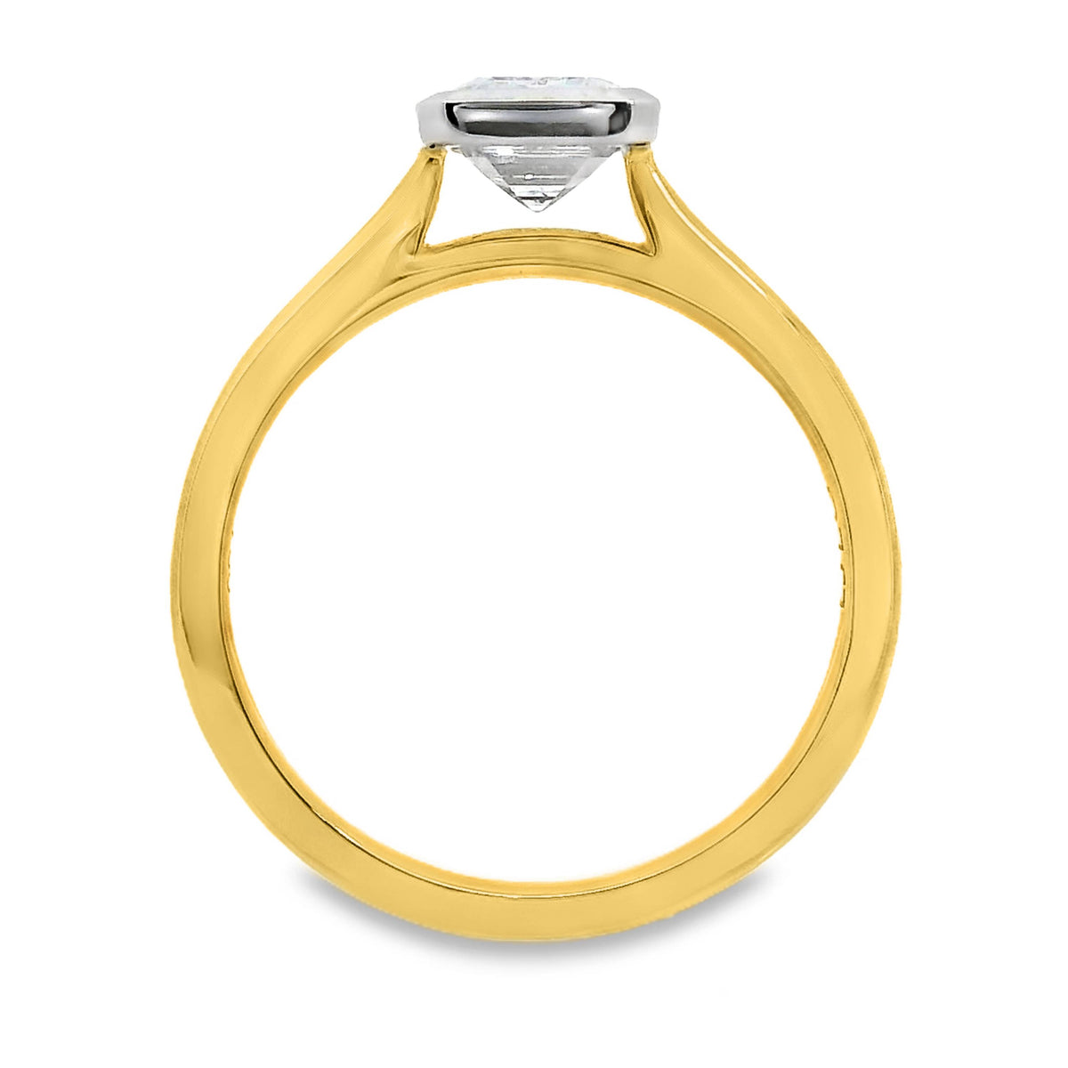 Norah 18ct Yellow And White Gold Emerald Cut Bezel Set Solitaire Ring