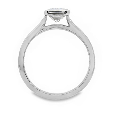 Norah 18ct White Gold Emerald Cut Bezel Set Solitaire Ring
