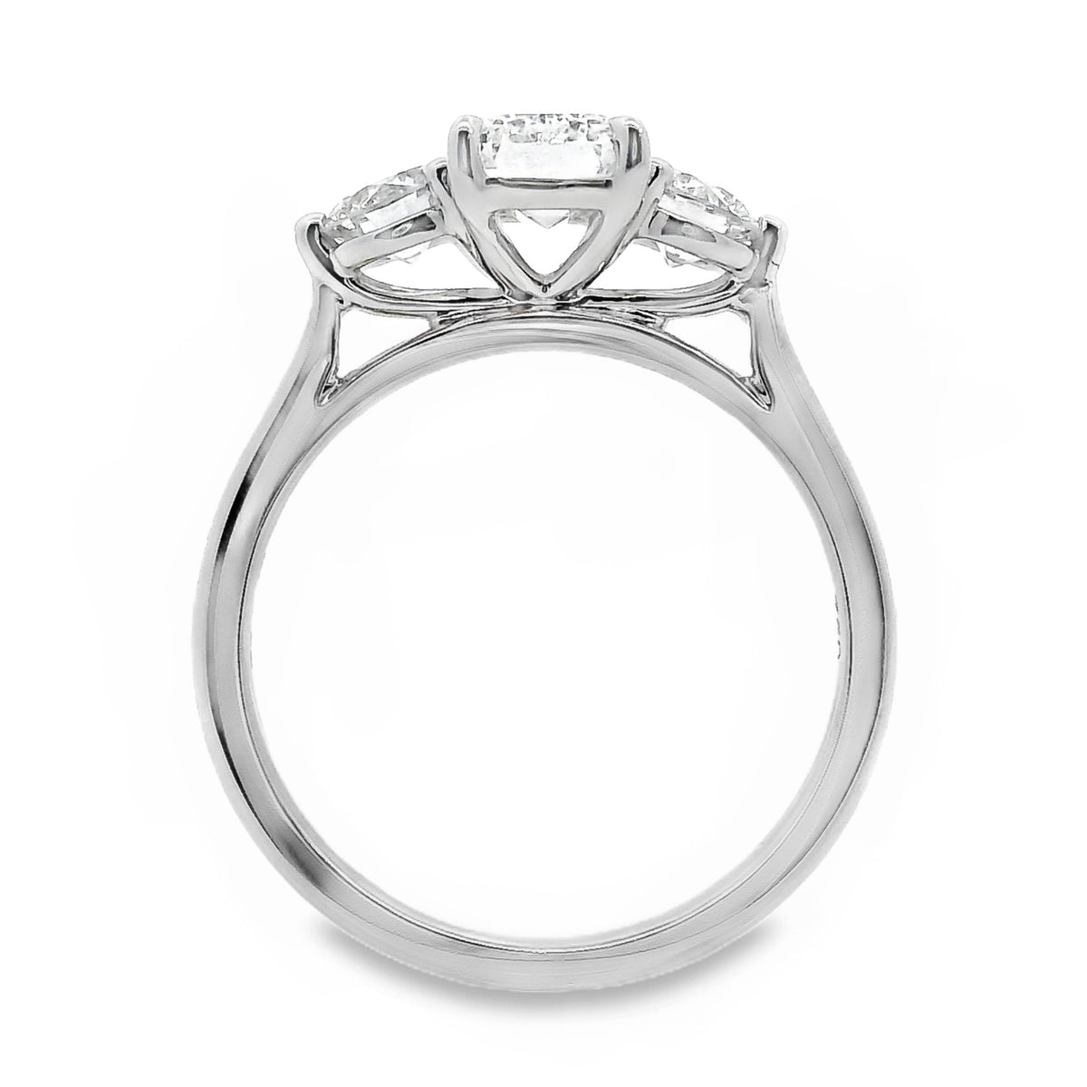 Lottie 18ct White Gold Emerald Cut And Round Brilliant Cut Trilogy Ring