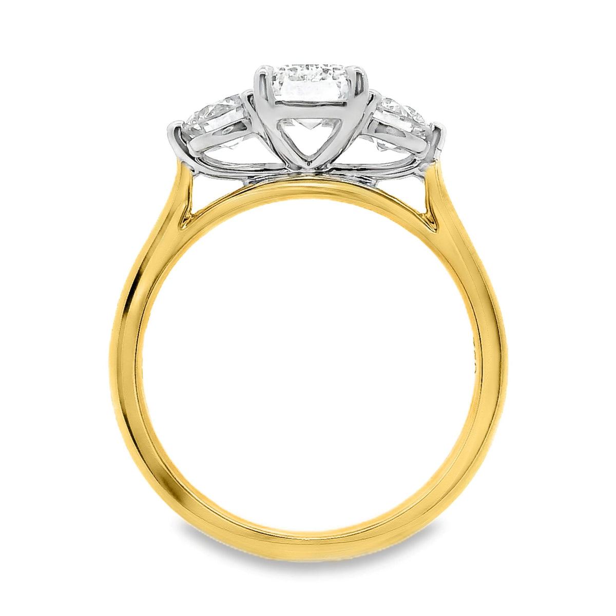 Lottie 18ct Yellow And White Gold Emerald Cut And Round Brilliant Cut Trilogy Ring