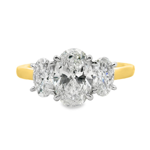 Mabel 18ct Yellow And White Gold Oval Cut Trilogy Ring