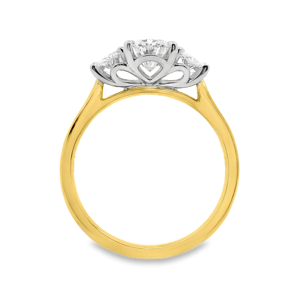 Mabel 18ct Yellow And White Gold Oval Cut Trilogy Ring