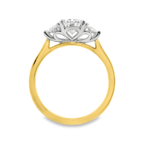 Mabel 18ct Yellow And White Gold Oval Cut Trilogy Ring