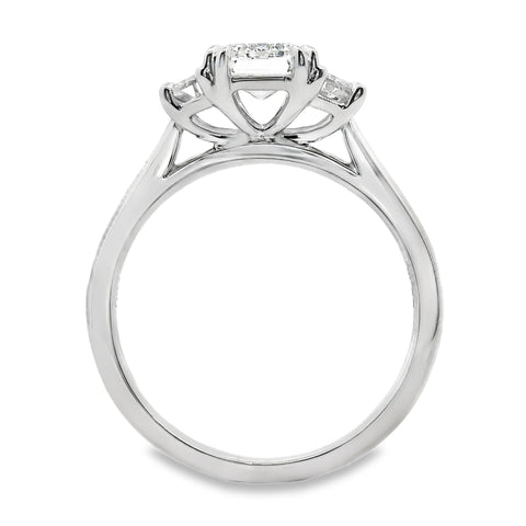 Adelaide 18ct White Gold Emerald And Trapezoid Cut Trilogy Ring