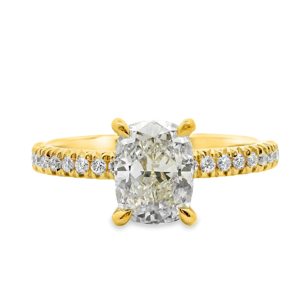Maisie 18ct Yellow Gold Cushion Cut Hidden Halo Ring