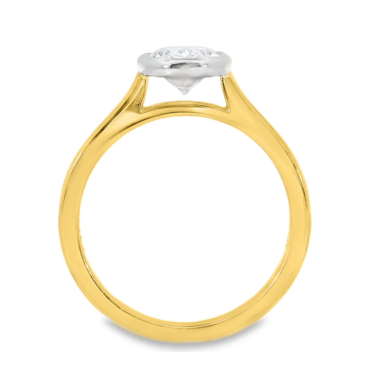 Freya 18ct Yellow And White Gold Oval Cut Bezel Set Solitaire Ring