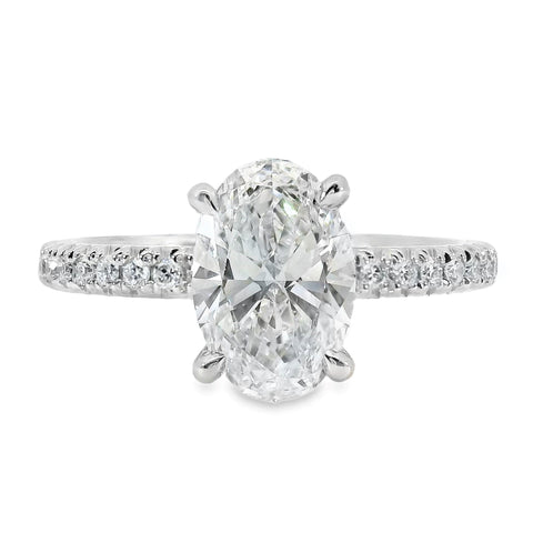 Elsie 18ct White Gold Oval Cut Solitaire Hidden Halo Ring