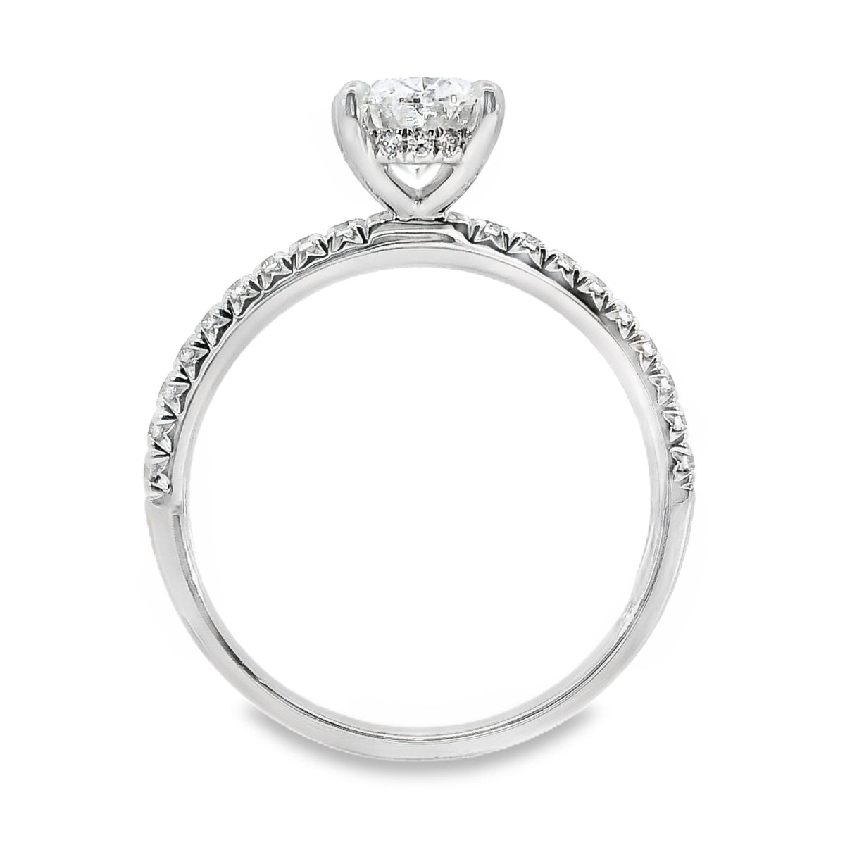 Elsie 18ct White Gold Oval Cut Solitaire Hidden Halo Ring