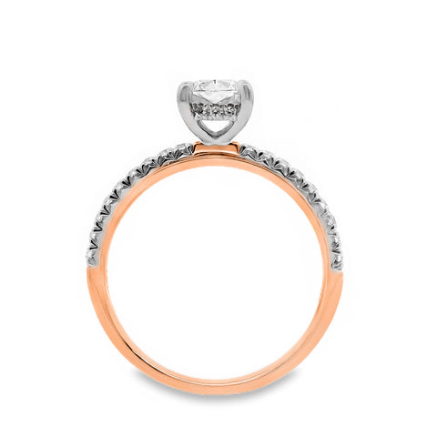 Maisie 18ct Rose And White Gold Cushion Cut Hidden Halo Ring
